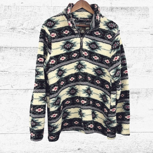 Roper Cream and Black Patterned Fleece Pullover - Picture 1 of 3